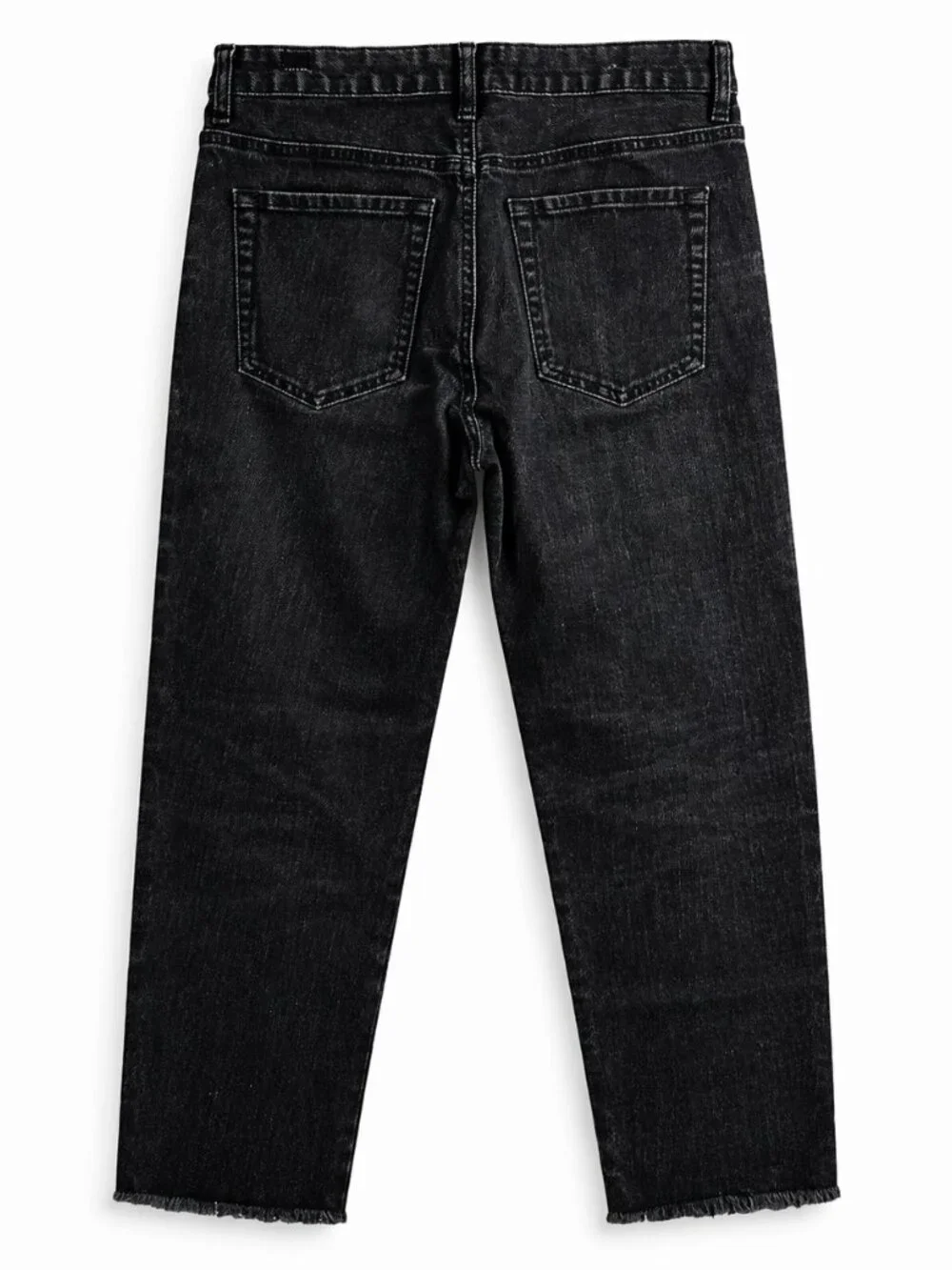 Forever 21 Womens Jeans 28x21 Black High Rise Straight Leg Raw Hem Ankle Jeans - Picture 2 of 5